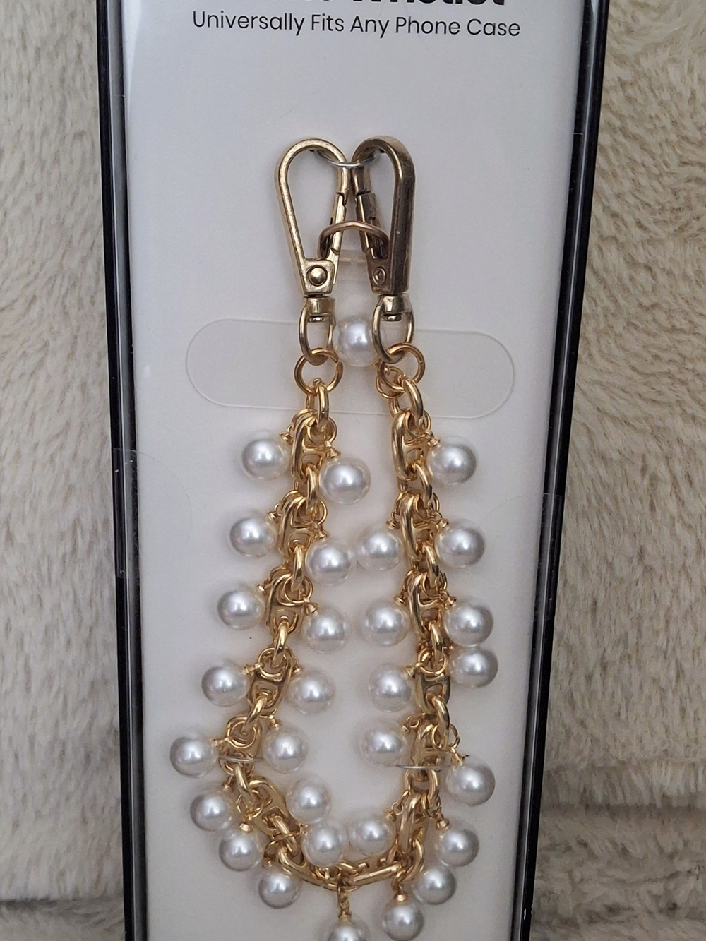 Gold Pearl Chain Phone Charm - Women Accessories